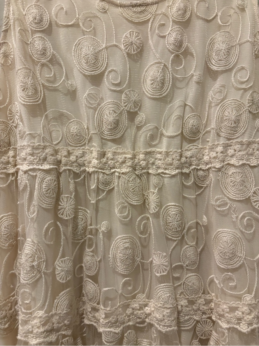 Cream Lace Tiered Dress - Picture 2 of 5